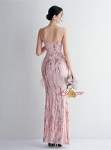 Mermaid Spaghetti Straps Sequins Prom Dress