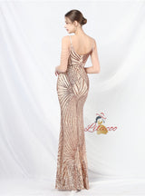 Spaghetti Straps Sequins Beading Porm Dress