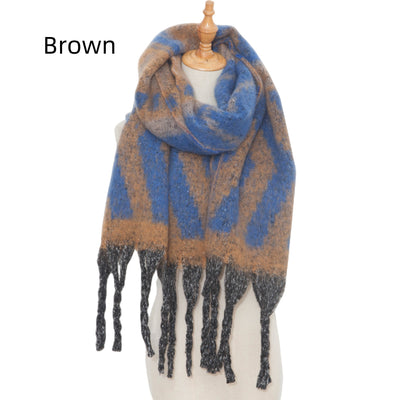 Thickened Coarse Tassel Jacquard Scarf