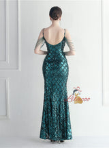 Spaghetti Straps Sequins Beading Prom Dress