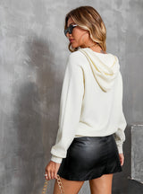 Loose Drawstring Long Sleeve Hooded Sweater