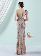 Sequins One Shoulder Split Prom Dress