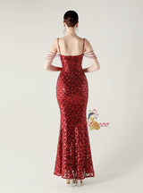 Mermaid Spaghetti Straps Beading Prom Dress