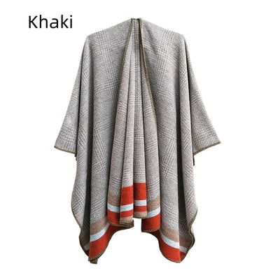 Plaid Split Shawl Ladies' Cloak