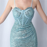 Mermaid Sequins Spaghetti Straps Prom Dress