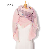 Triangular Large Plaid Bristle Scarf