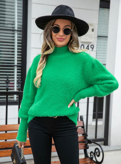 Turtleneck Solid Color High Neck Sweater