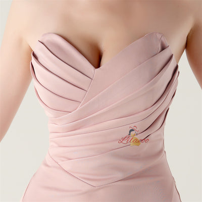 Sexy Mermaid Strapless Pleats Prom Dress