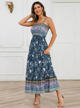 Solid Color Stitching Sleeveless Suspender Dress