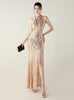 Halter Mermaid Sequins Backless Prom Dress