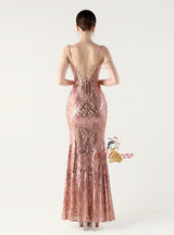 Mermaid Sequins Spaghetti Straps Beading Prom Dress