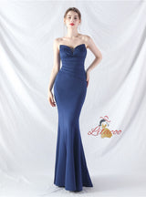 Mermaid Strapless Pleats Prom Dress