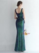 V-neck Mermaid Sequins Prom Dress
