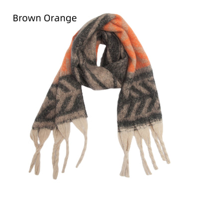 Women Thick Fringed Leaf Scarf