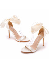 Ribbon Satin Strap High-heeled Sandals
