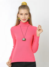 Solid Color High Neck Sweater