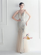 Sequins Tulle Spaghetti Straps Prom Dress