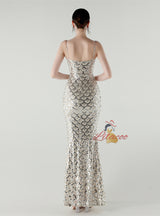 Spaghetti Straps Mermaid Sequins Prom Dress