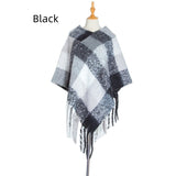 Fringed Pullover Cloak Thickened Color Plaid Shawl