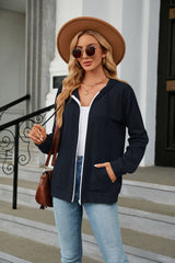 Loose Long Sleeve Zipper Pocket Coat