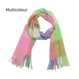 Thickened Fringed Rainbow Plaid Scarf