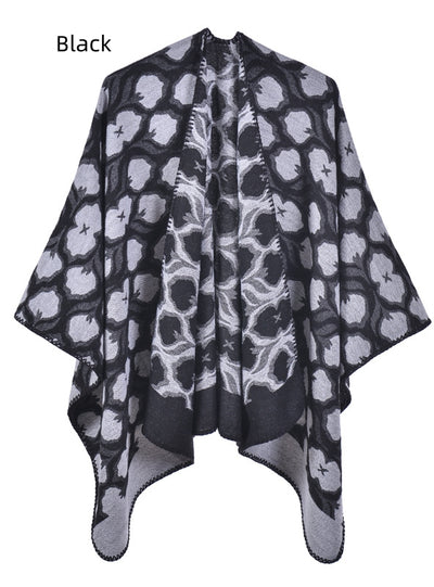 Retro Flower Warm Shawl Cloak
