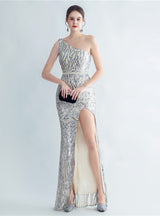 One Shoulder Sequins Party Dress