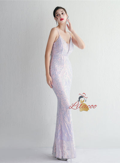 Sexy Spaghetti Straps Sequins Prom Dress