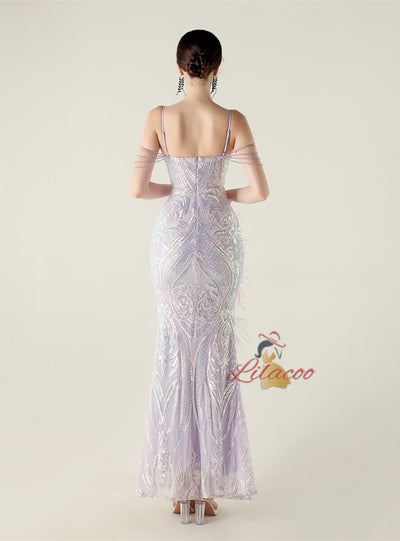 Mermaid Sequins Spaghetti Straps Prom Dress