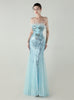 Mermaid Sequins Tulle Strapless Prom Dress