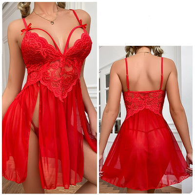 Sexy Mesh Perspective Lace Sling Nightdress Pajamas