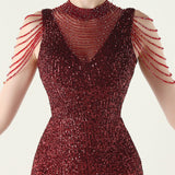 Mermaid Sequins Sleeveless Beading Prom Dress