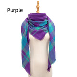 Wine Red Plaid Square Scarf