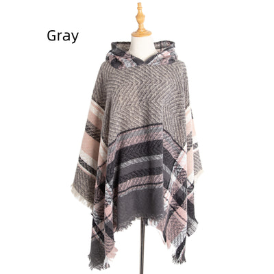 Women Cape Hooded Shawl Cloak
