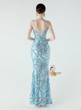 Spaghetti Straps Beading Sequins Prom Dress