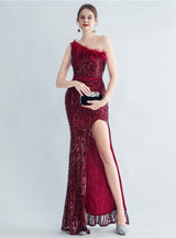 Mermaid Sequins One Shoulder Prom Dress