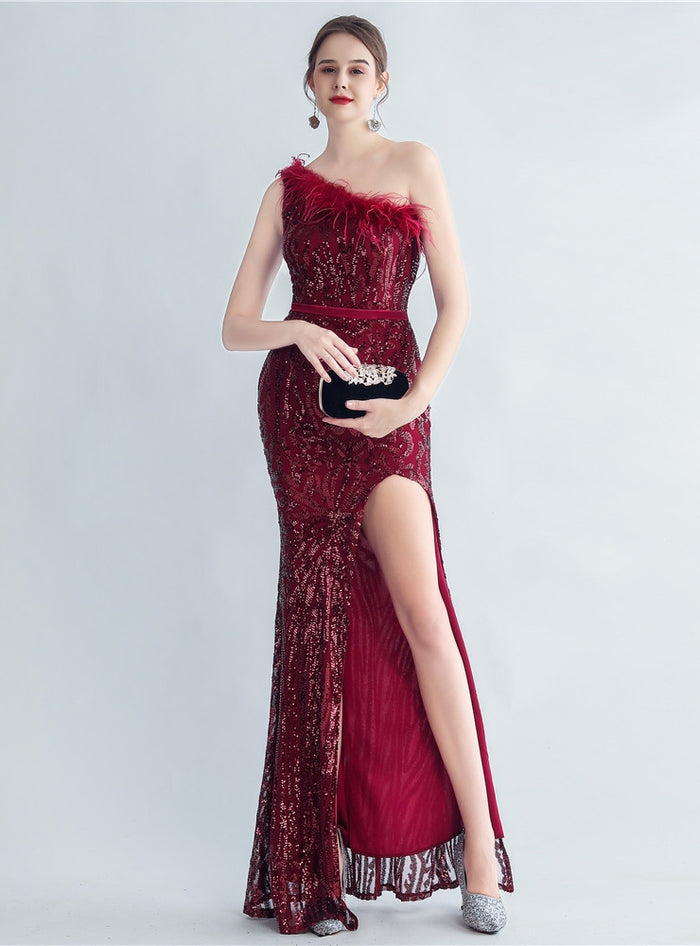 Mermaid Sequins One Shoulder Prom Dress