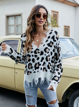 Loose Short V-neck Ladies Sweater