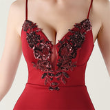 Mermaid Spaghetti Straps Appliques Prom Dress