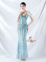 Mermaid Sequins Spaghetti Straps Prom Dress