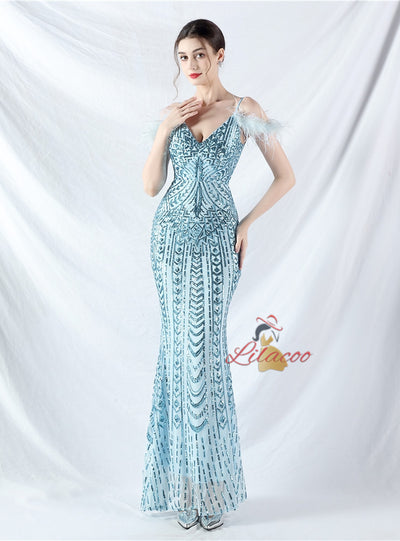 Mermaid Sequins Spaghetti Straps Prom Dress