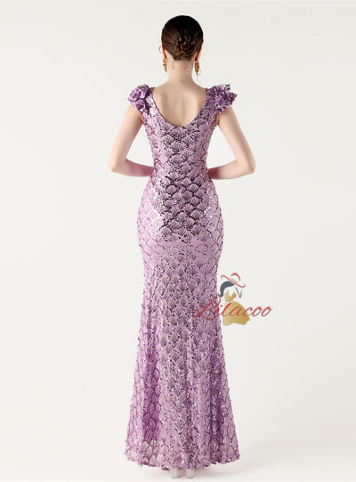 Mermaid Sequins Split Prom Dress