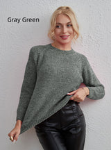 Solid Color Versatile Top Round Neck Sweater