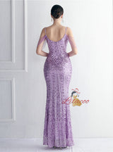 Sequins Mermaid Spaghetti Straps Beading Prom Dress