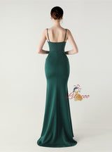 Spaghetti Straps Split Beading Prom Dress