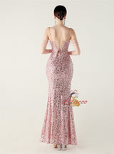 Mermaid Sequins Spaghetti Straps Beading Prom Dress