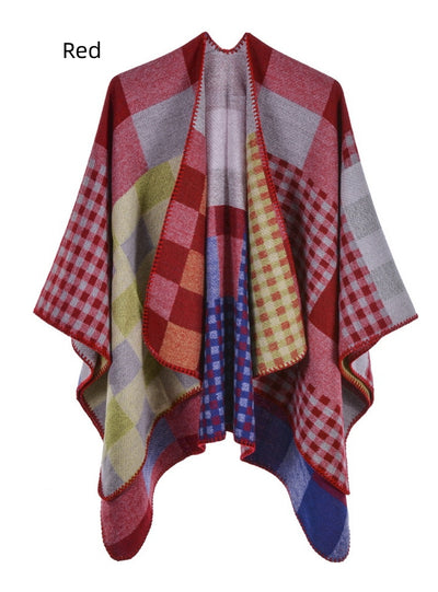 Fashion Cashmere Split Warm Shawl Cloak