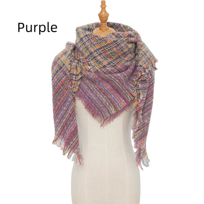 Women Fine Plaid Square Scarf