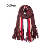 Warm Scarf Striped Solid Color Fringed Wool Scarf
