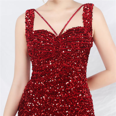 Sequins Straps Mini Prom Dress